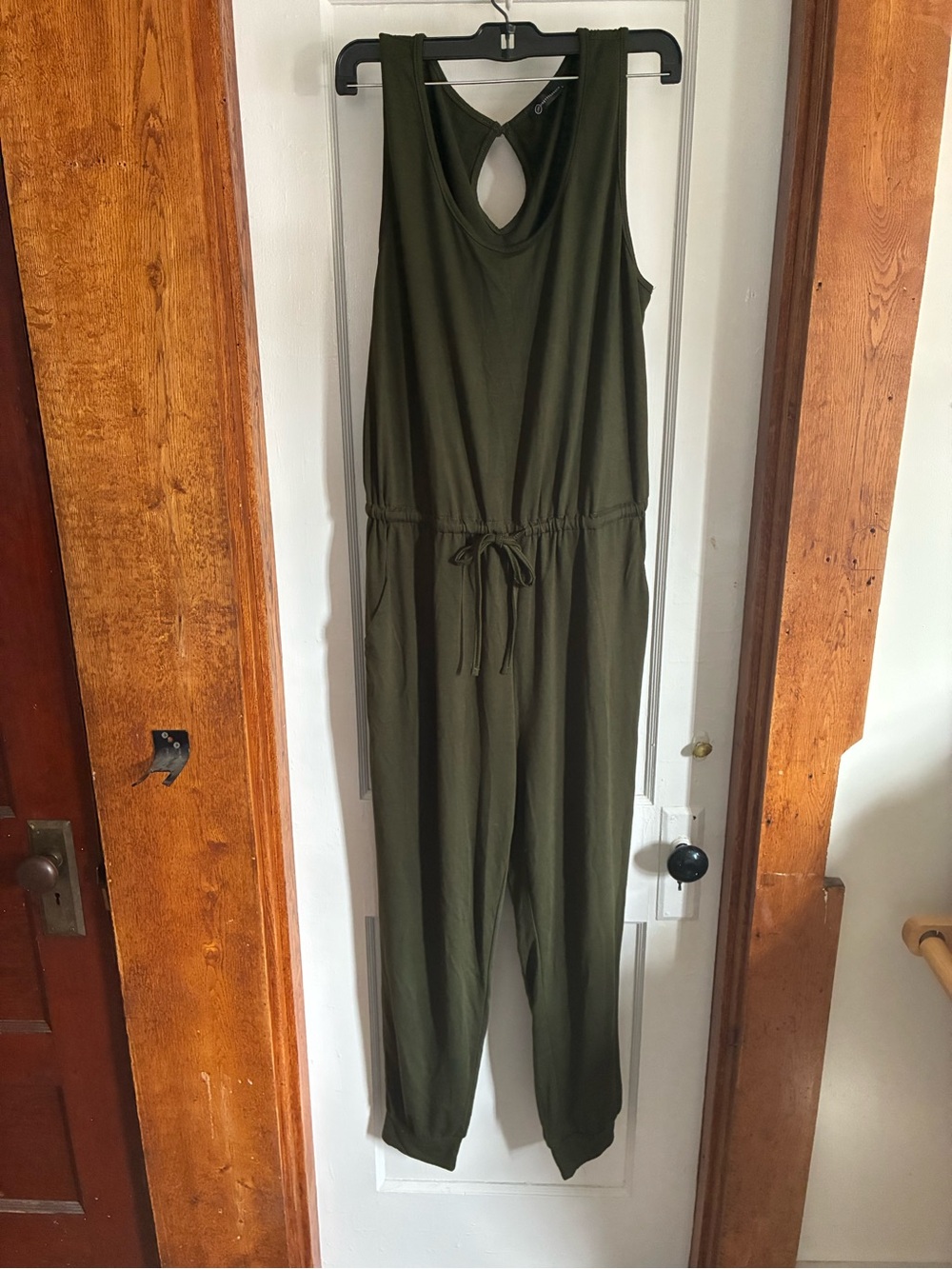 Sleeveless Olive Green Drawstring Waist Jumpsuit